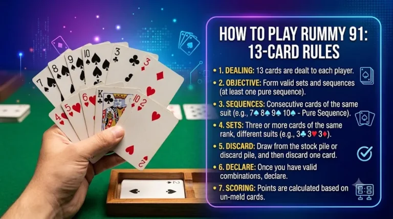 How to Play Rummy 91: 13-Card Rules, Sequences & Sets